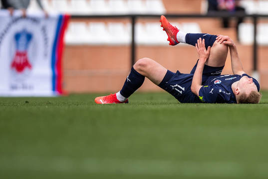 Rasmus Karjalainen of Helsingborg in pain