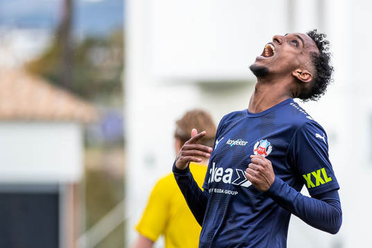 Taha Ali of Helsingborg looks dejected