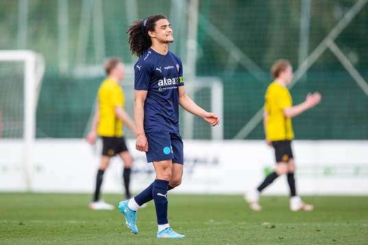 Adam Kaied of Helsingborg looks dejected