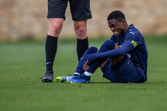 Joseph Amoako of Helsingborg in pain