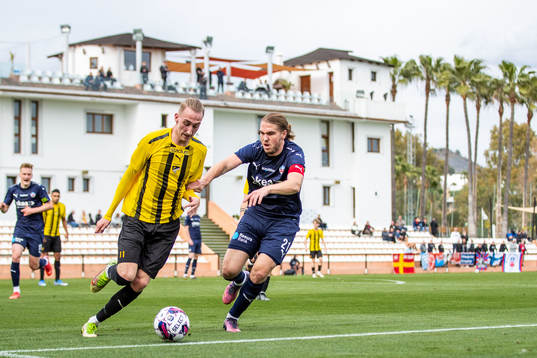 Florian Krebs of Honka and Charlie Weberg of Helsingborg
