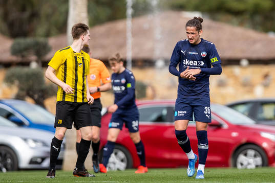 Ervin Gigović of Helsingborg in pain