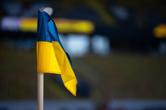Hörnflagga i blått och gult