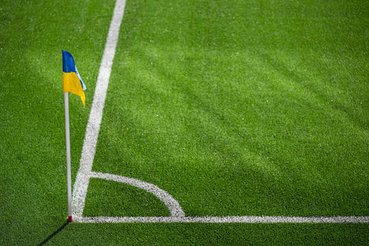Hörnflagga i blått och gult
