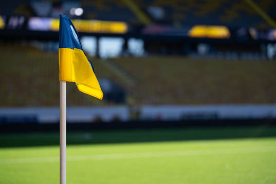 Hörnflagga i blått och gult