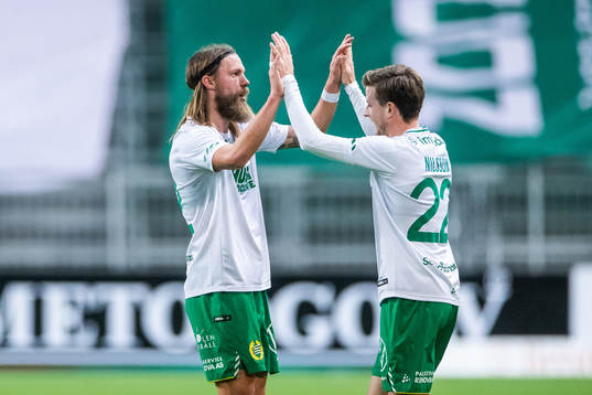 Hammarbys Bjørn Paulsen och Joel Nilsson jublar