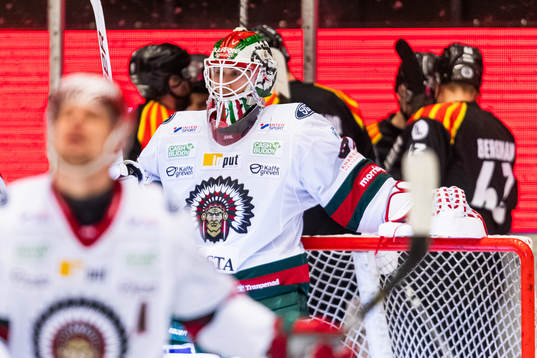 Frölundas målvakt Matthew Tomkins deppar