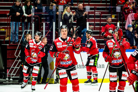 Malmö Redhawks Fredrik Händemark jublar med lagkamraterna
