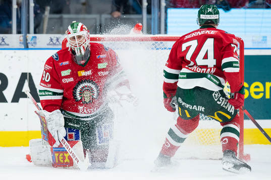 Frölundas målvakt Matthew Tomkins deppar