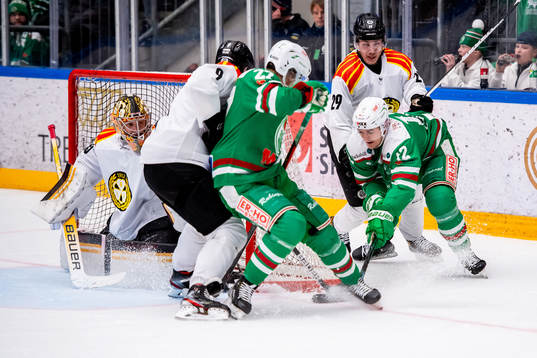 Rögles Brady Ferguson  och Brynäs Oscar Birgersson
