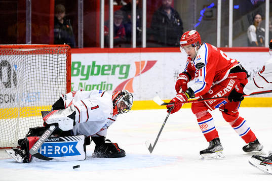 Örebros målvakt Jhonas Enroth och Timrås Viktor Lodin