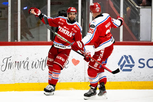 Timrås Robin Hanzl och Morten Madsen jublar