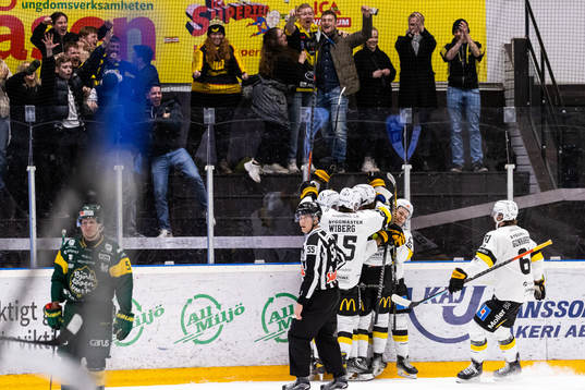 Västerås Marcus Bergman jublar med lagkamrater