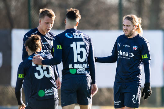 Helsingborgs Charlie Weberg jublar med lagkamrater