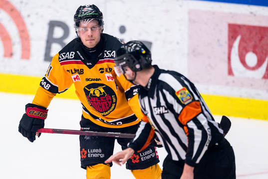 Luleås Juhani Tyrväinen pratar med Domare Richard