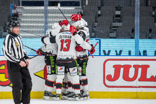 Malmö Redhawks spelare jublar