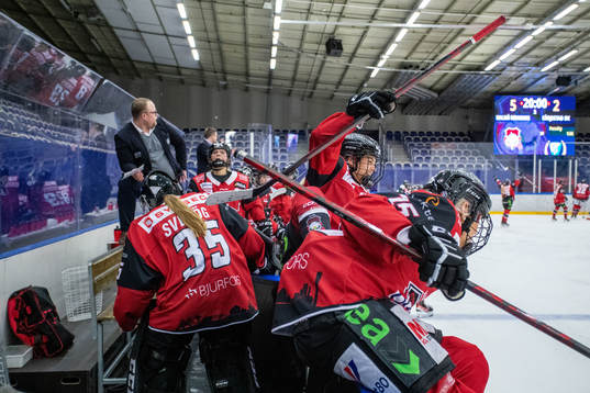 Malmö Redhawks spelare jublar