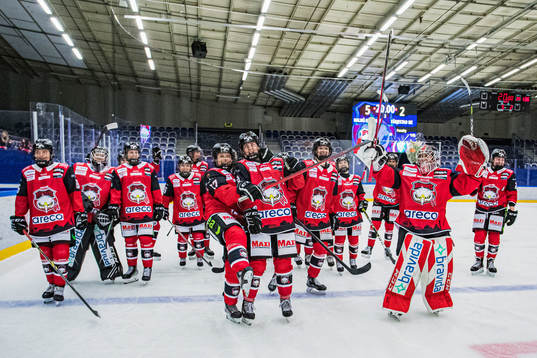 Malmö Redhawks spelare jublar