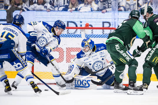 Leksands Tobias Ekberg och målvakt Kasimir Kaskisuo