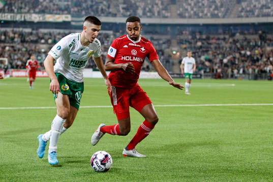 Hammarbys Mayckel Lahdo och IFK Norrköpings Theodore Rask