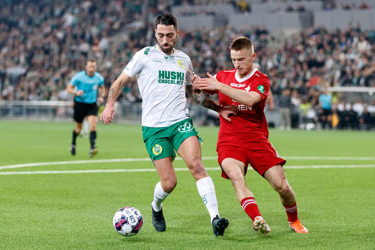 Hammarbys Nahir Besara och IFK Norrköpings Jacob Ortmark