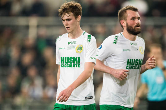 Hammarbys Williot Swedberg och Mads Fenger Nielsen deppar
