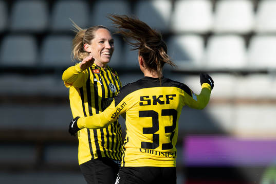 Häckens Elin Rubensson och Johanna Rytting Kaneryd jublar