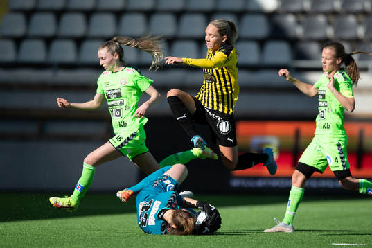 Kristianstads målvakt Melina Loeck och Häckens Elin