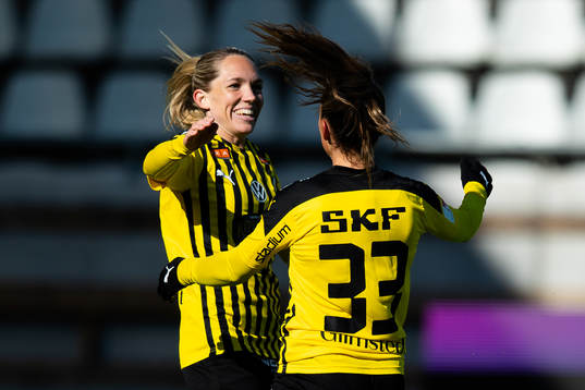 Häckens Johanna Rytting Kaneryd jublar ihop med Elin