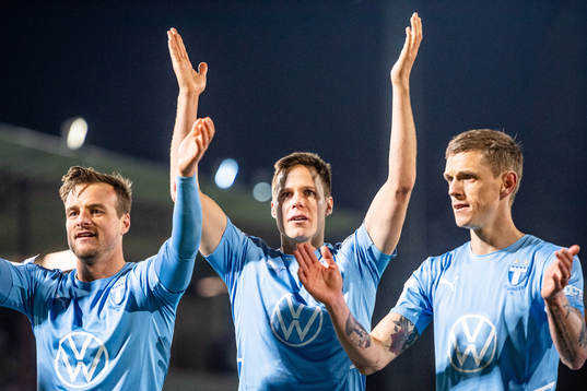 Malmö FFs Eric Larsson, Niklas Moisander och Sören Rieks