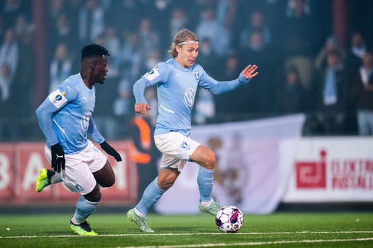 Malmö FFs Malik Abubakari och Sebastian Nanasi