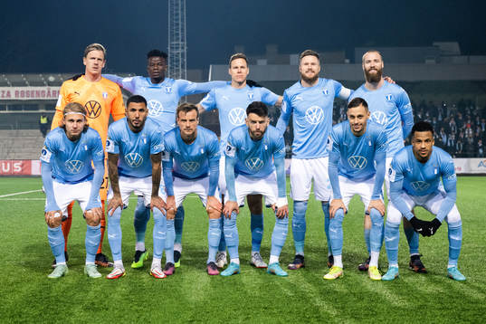 Malmö FFs målvakt Johan Dahlin, Malik Abubakari, Niklas