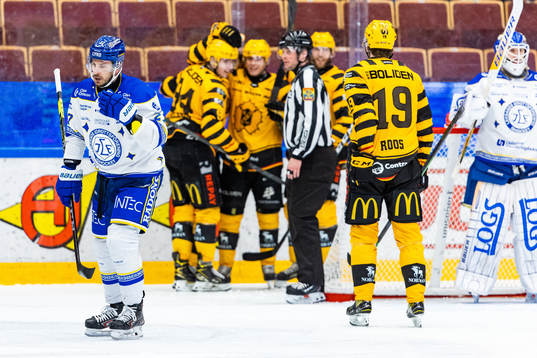 Leksands Marek Hrivik deppar medan Skellefteås spelare