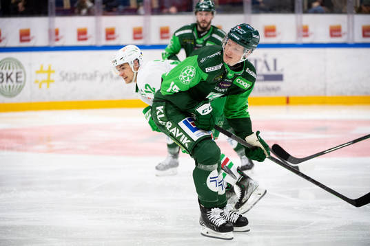 Färjestads Gustav Rydahl och Rögles Brady Ferguson