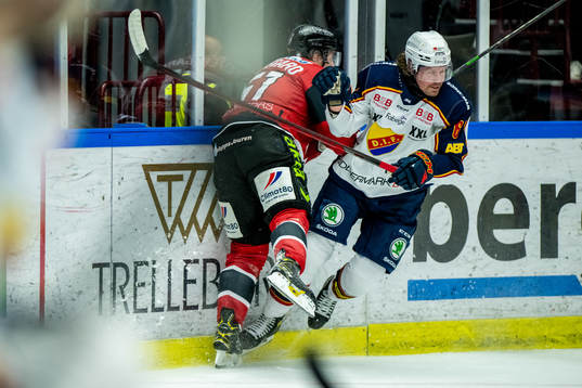 Malmö Redhawks Emil Sylvegård och Djurgårdens Stefan Warg