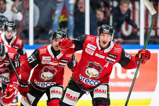 Malmö Redhawks Emil Sylvegård jublar