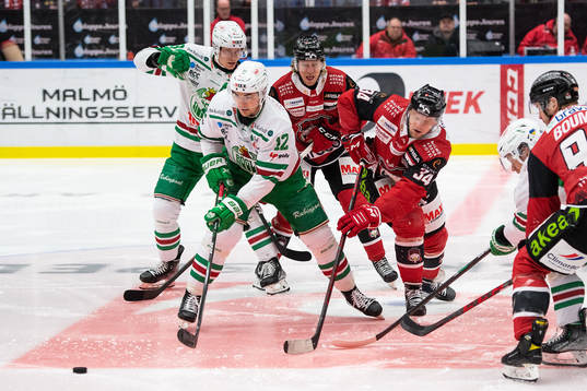 Rögles Brady Ferguson och Malmö Redhawks Carl Söderberg