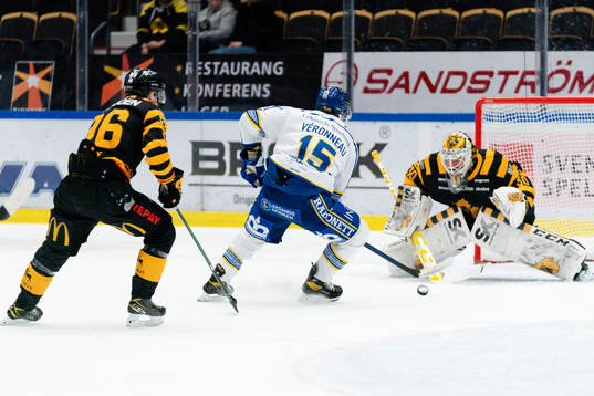 Skellefteås målvakt Gustaf Lindvall och Leksands Max