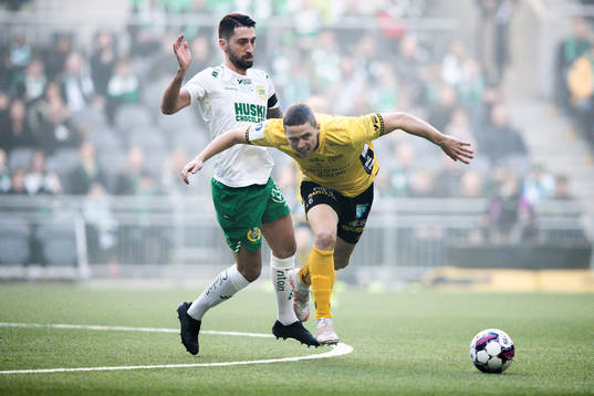 Hammarbys Nahir Besara och Elfsborgs André Ibsen Rømer