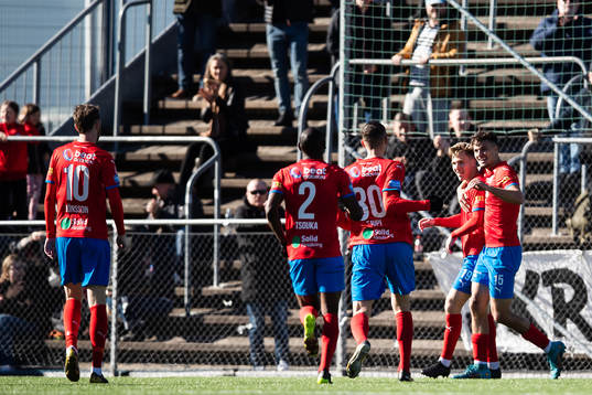 Helsingborgs Lucas Lingman och Assad Al Hamlawi jublar
