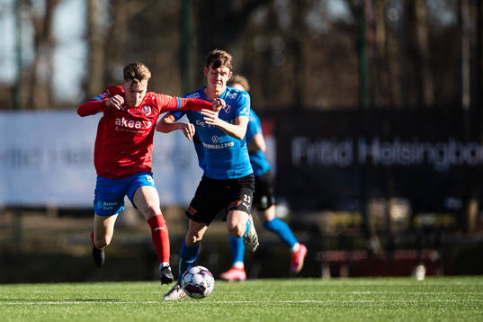 Helsingborgs Lucas Lingman och Halmstads Kasper Karlsson