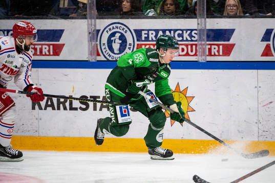 Timrås Jacob Olofsson och Färjestads Oscar Lawner