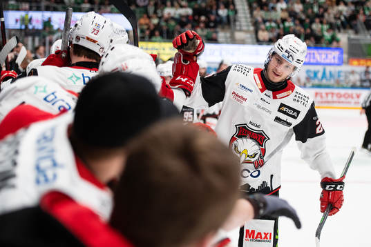 Malmö Redhawks Eric Engstrand jublar