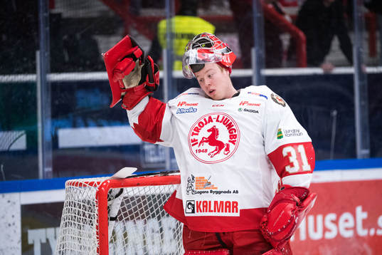 Troja/Ljungbys målvakt Markus Ruusu deppar