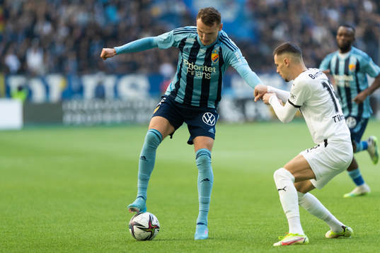 Djurgårdens Piotr Johansson och Malmö FFs Veljko