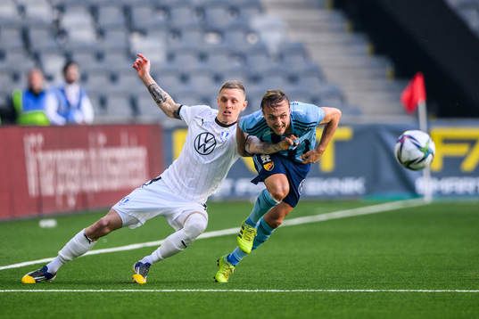 Malmö FFs Sören Rieks och Djurgårdens Pierre Bengtsson