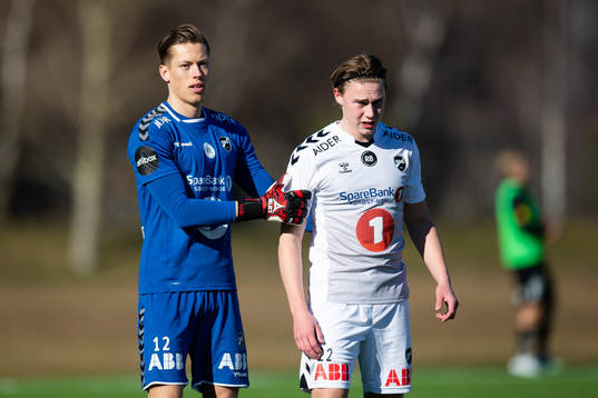 Odds målvakt Leopold Wahlstedt och Abel William Stensrud