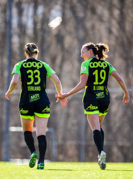 Elisabeth Terland of Brann celebrates with teammate Marit