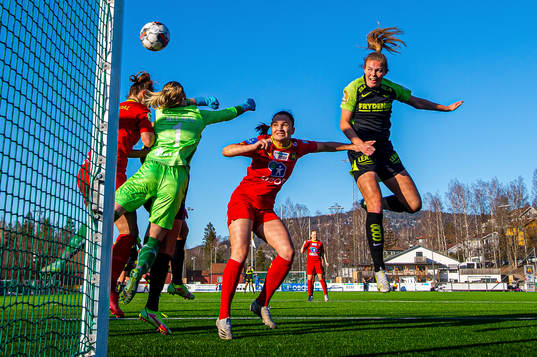 Marthine Østenstad of Brann scores the 1-3 goal past