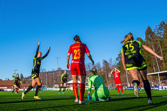 Marthine Østenstad of Brann celebrates scoring 1-3 with